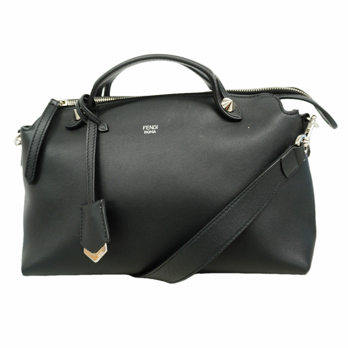 【6id5943】フェンディ ハンドバッグ バイザウェイ レザー ブラック シルバー金具 2wayバッグ【中古】レディース