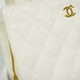 【6id5961】シャネル トートバッグ ワイルドステッチ レザー ホワイト シャンパンゴールド金具【中古】レディース