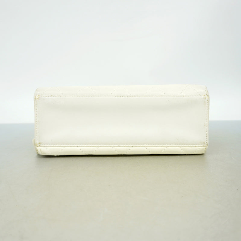 【6id5961】シャネル トートバッグ ワイルドステッチ レザー ホワイト シャンパンゴールド金具【中古】レディース