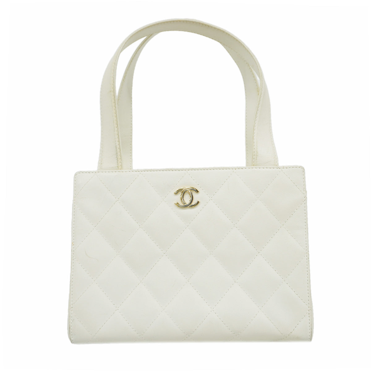 【6id5961】シャネル トートバッグ ワイルドステッチ レザー ホワイト シャンパンゴールド金具【中古】レディース