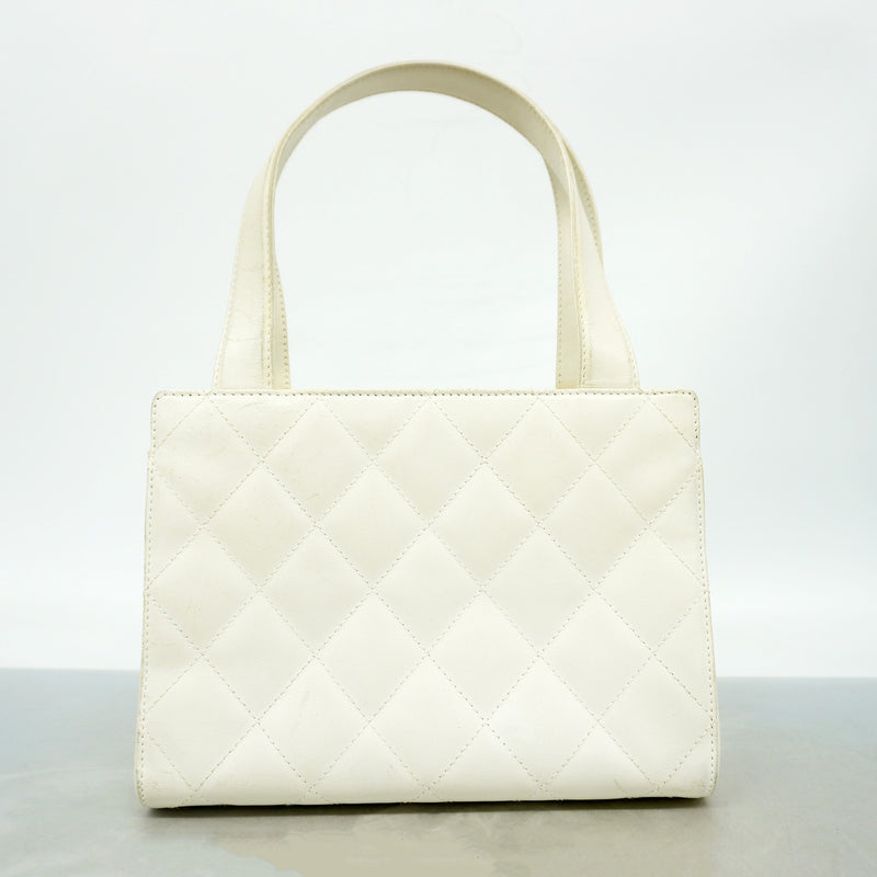 【6id5961】シャネル トートバッグ ワイルドステッチ レザー ホワイト シャンパンゴールド金具【中古】レディース