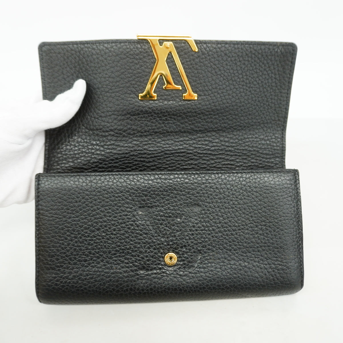 【6id5967】ルイヴィトン 長財布 トリヨン ポルトフォイユカプシーヌ N90129 パイソン ノワール【中古】レディース