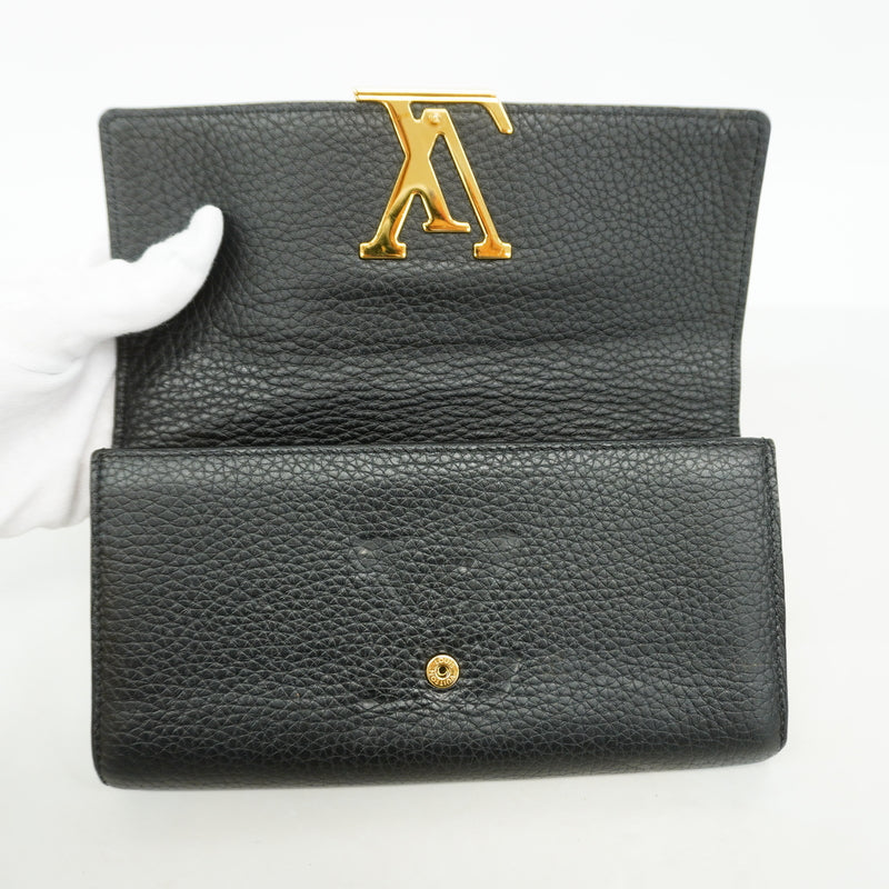 【6id5967】ルイヴィトン 長財布 トリヨン ポルトフォイユカプシーヌ N90129 パイソン ノワール【中古】レディース
