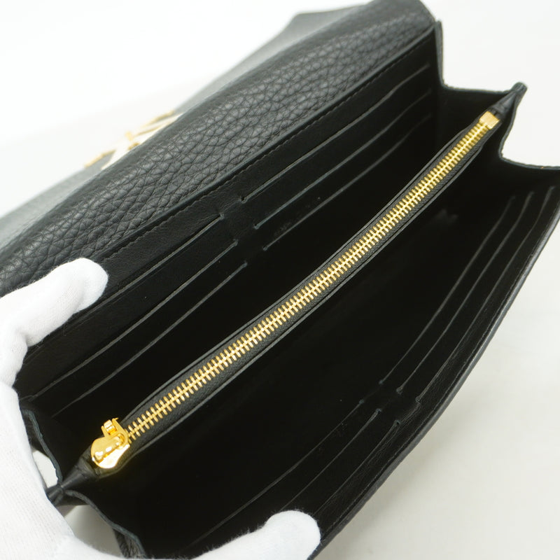 【6id5967】ルイヴィトン 長財布 トリヨン ポルトフォイユカプシーヌ N90129 パイソン ノワール【中古】レディース