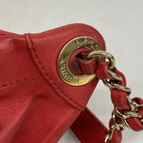 【6id5976】シャネル ボディバッグ マトラッセ ラムスキン レッド シャンパンゴールド金具【中古】レディース
