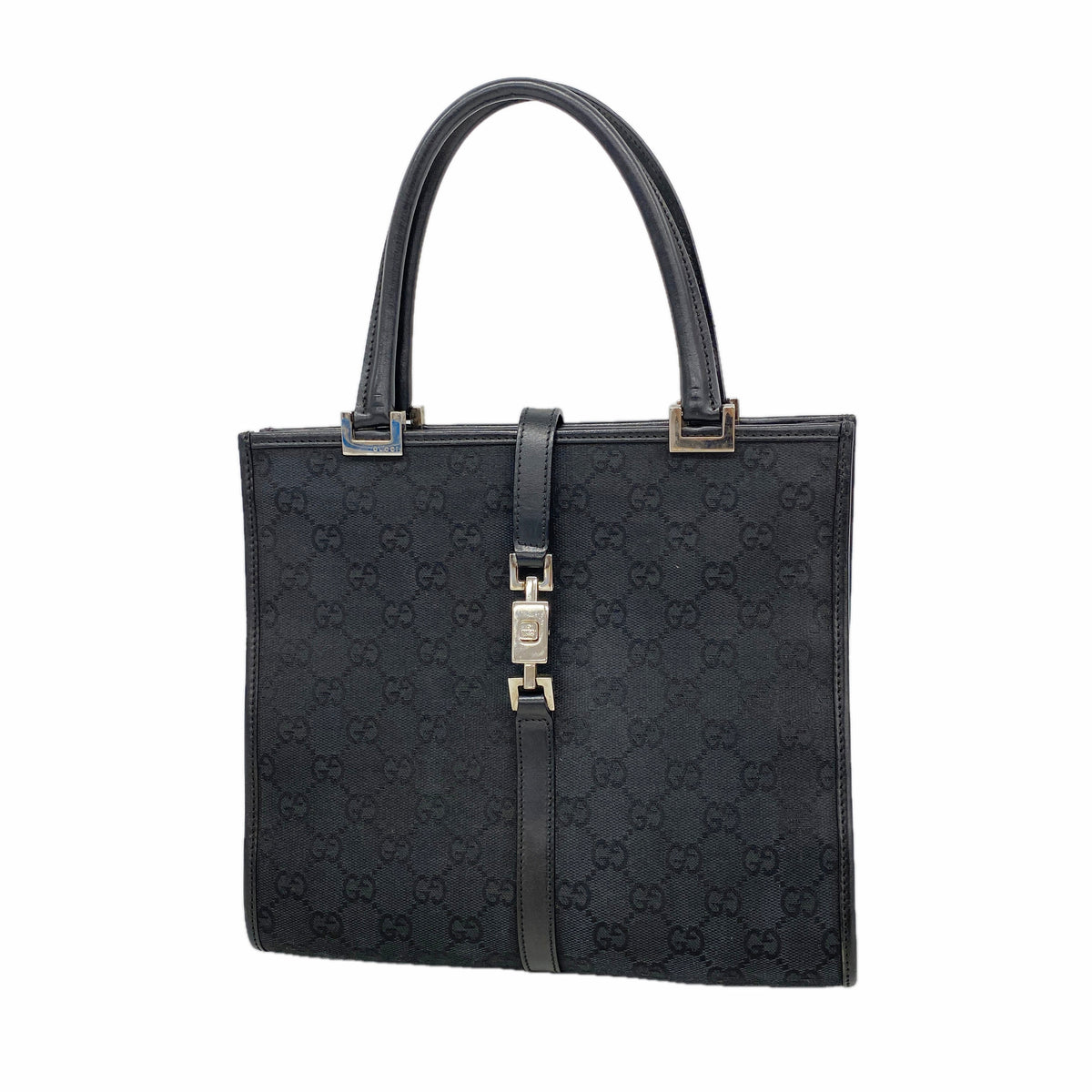 【6id5978】グッチ ハンドバッグ GGキャンバス/ジャッキー 002 1065 キャンバス ブラック シルバー金具【中古】レディース