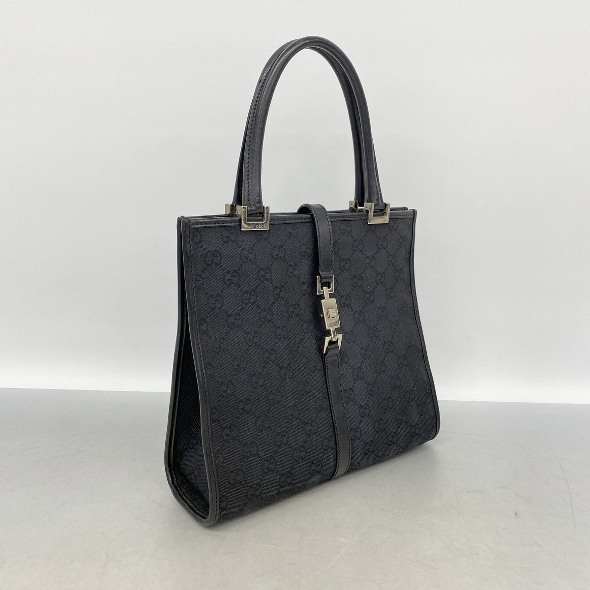 【6id5978】グッチ ハンドバッグ GGキャンバス/ジャッキー 002 1065 キャンバス ブラック シルバー金具【中古】レディース