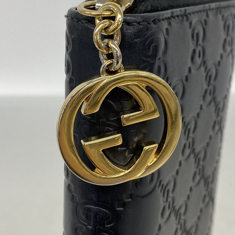 【6id5979】グッチ 長財布 グッチシマ 409342 レザー ブラック ゴールド金具【中古】メンズ レディース ユニセックス