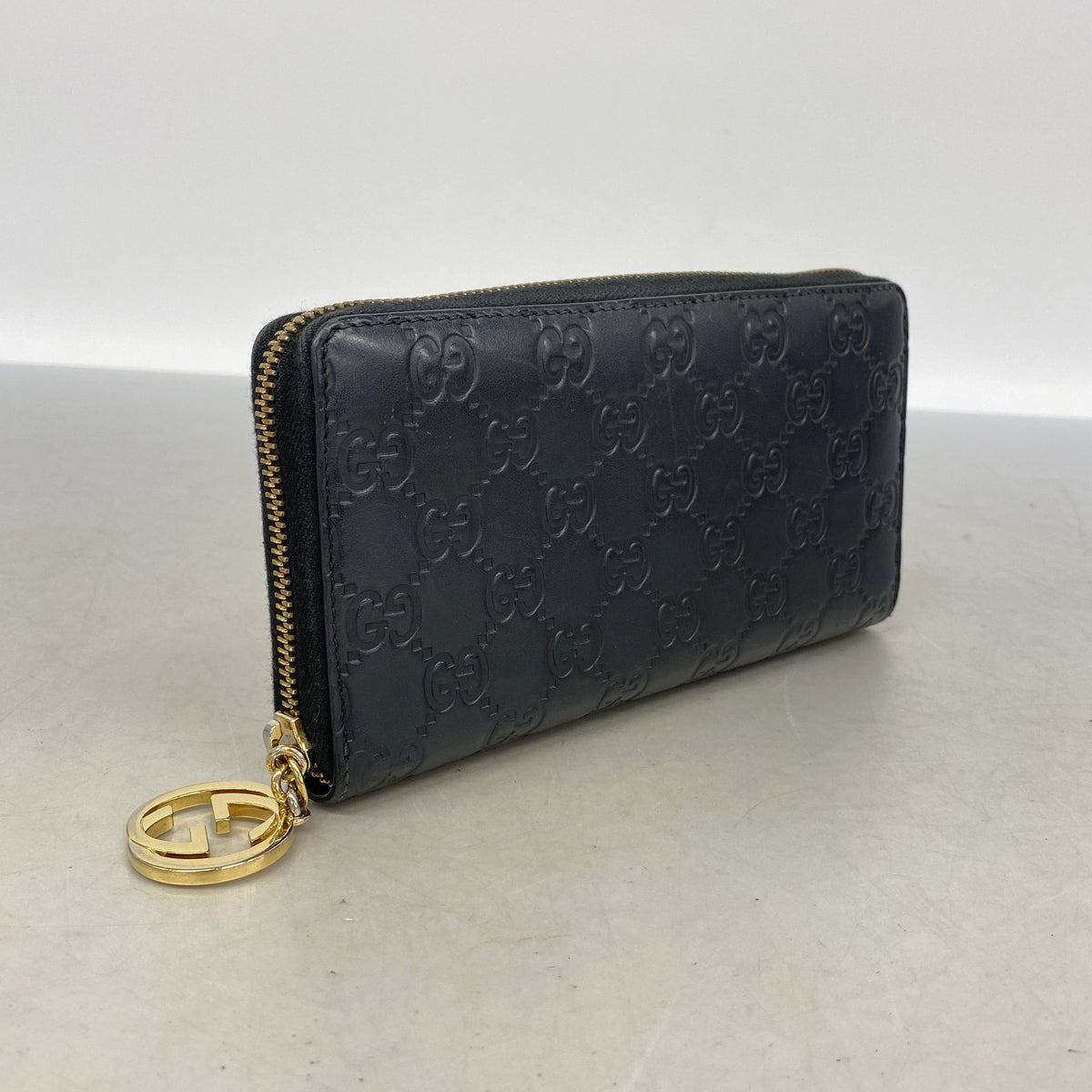 【6id5979】グッチ 長財布 グッチシマ 409342 レザー ブラック ゴールド金具【中古】メンズ レディース ユニセックス