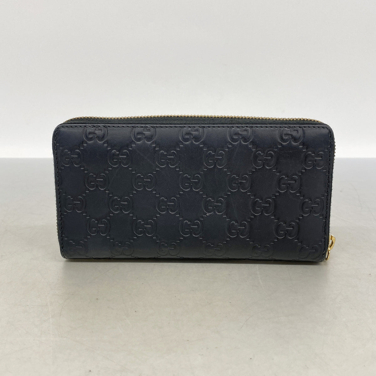 【6id5979】グッチ 長財布 グッチシマ 409342 レザー ブラック ゴールド金具【中古】メンズ レディース ユニセックス
