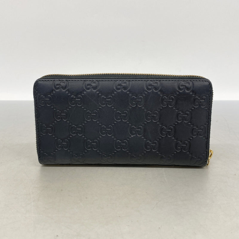 【6id5979】グッチ 長財布 グッチシマ 409342 レザー ブラック ゴールド金具【中古】メンズ レディース ユニセックス