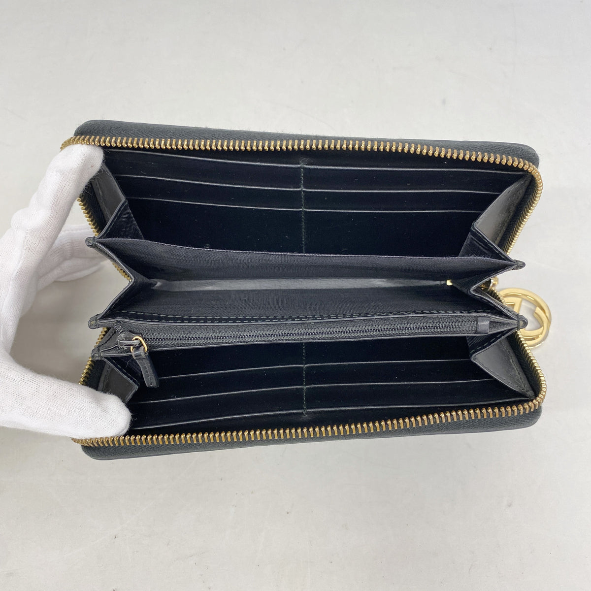 【6id5979】グッチ 長財布 グッチシマ 409342 レザー ブラック ゴールド金具【中古】メンズ レディース ユニセックス