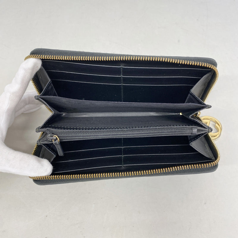 【6id5979】グッチ 長財布 グッチシマ 409342 レザー ブラック ゴールド金具【中古】メンズ レディース ユニセックス