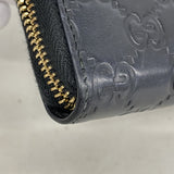 【6id5979】グッチ 長財布 グッチシマ 409342 レザー ブラック ゴールド金具【中古】メンズ レディース ユニセックス