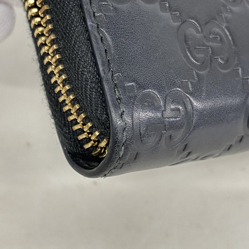【6id5979】グッチ 長財布 グッチシマ 409342 レザー ブラック ゴールド金具【中古】メンズ レディース ユニセックス