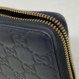 【6id5979】グッチ 長財布 グッチシマ 409342 レザー ブラック ゴールド金具【中古】メンズ レディース ユニセックス