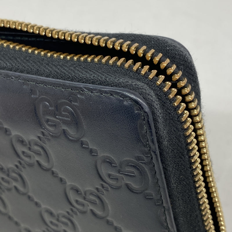 【6id5979】グッチ 長財布 グッチシマ 409342 レザー ブラック ゴールド金具【中古】メンズ レディース ユニセックス