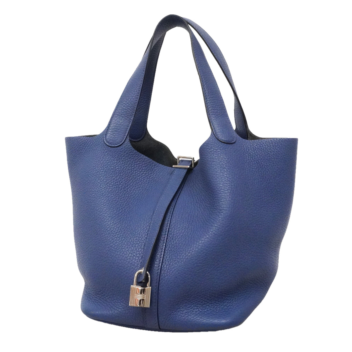 【6id5982】エルメス ハンドバッグ ピコタンロックMM トリヨンクレマンス ブルーサフィール シルバー金具 C刻印【中古】レディース