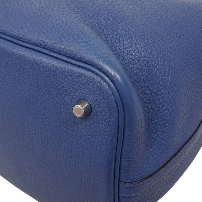 【6id5982】エルメス ハンドバッグ ピコタンロックMM トリヨンクレマンス ブルーサフィール シルバー金具 C刻印【中古】レディース