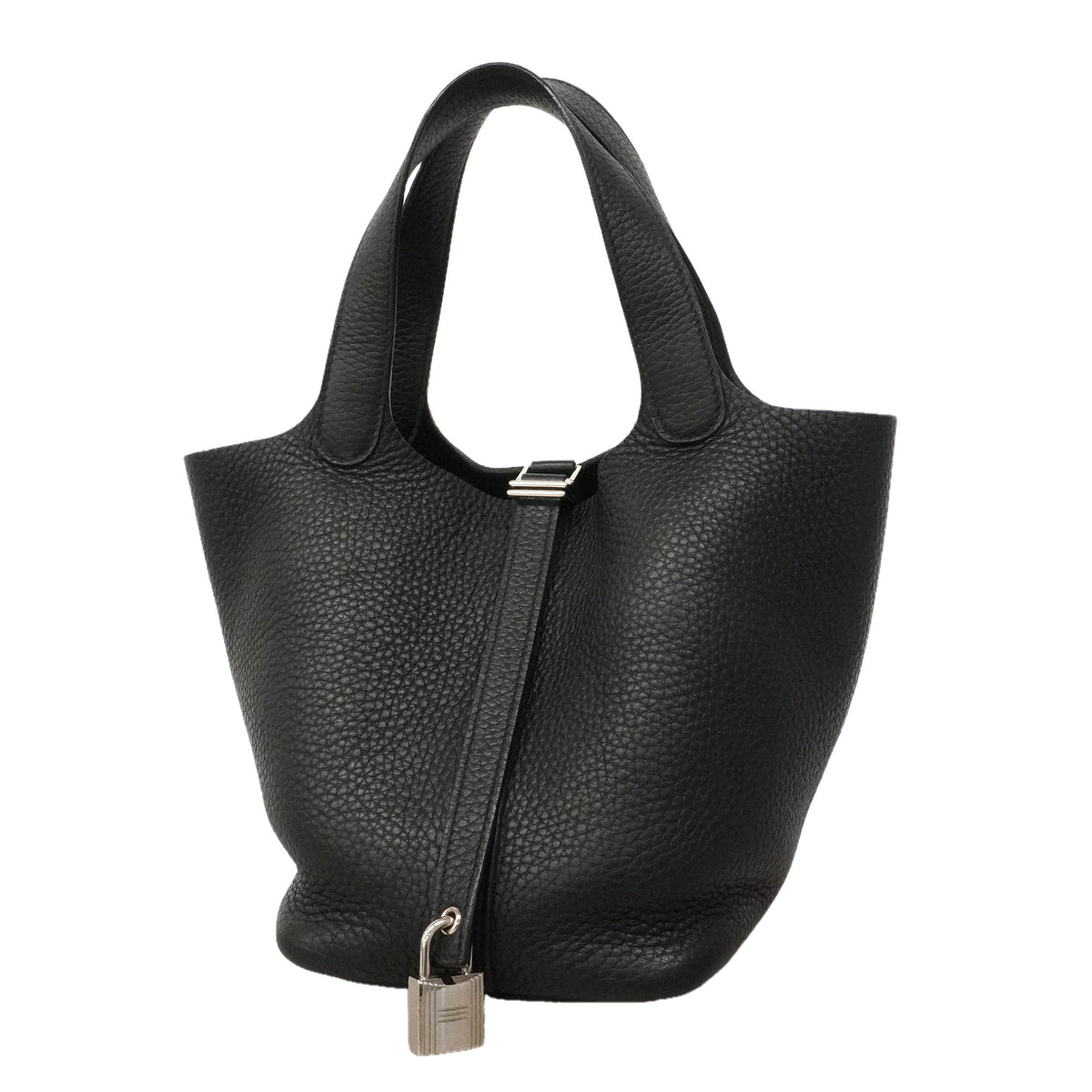 【6id5984】エルメス ハンドバッグ ピコタンロックPM トリヨンクレマンス ブラック シルバー金具 V刻印【中古】レディース