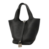 【6id5984】エルメス ハンドバッグ ピコタンロックPM トリヨンクレマンス ブラック シルバー金具 V刻印【中古】レディース