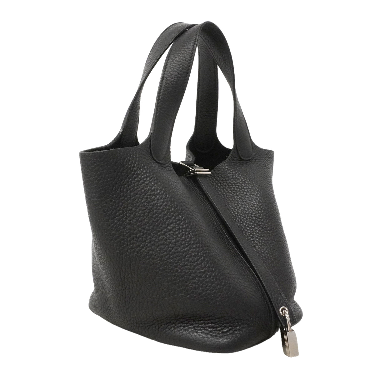 【6id5984】エルメス ハンドバッグ ピコタンロックPM トリヨンクレマンス ブラック シルバー金具 V刻印【中古】レディース