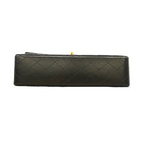 【6id5989】シャネル ショルダーバッグ マトラッセ Wフラップ Wチェーン ラムスキン ブラック ゴールド金具【中古】レディース