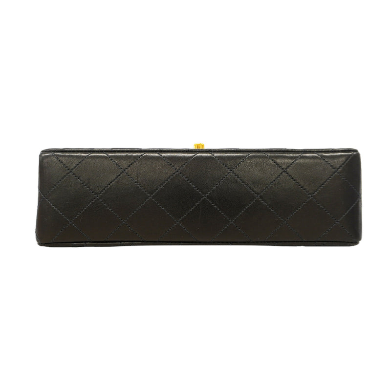 【6id5990】シャネル ショルダーバッグ マトラッセ Wフラップ Wチェーン ラムスキン ブラック ゴールド金具【中古】レディース