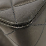 【6id5990】シャネル ショルダーバッグ マトラッセ Wフラップ Wチェーン ラムスキン ブラック ゴールド金具【中古】レディース