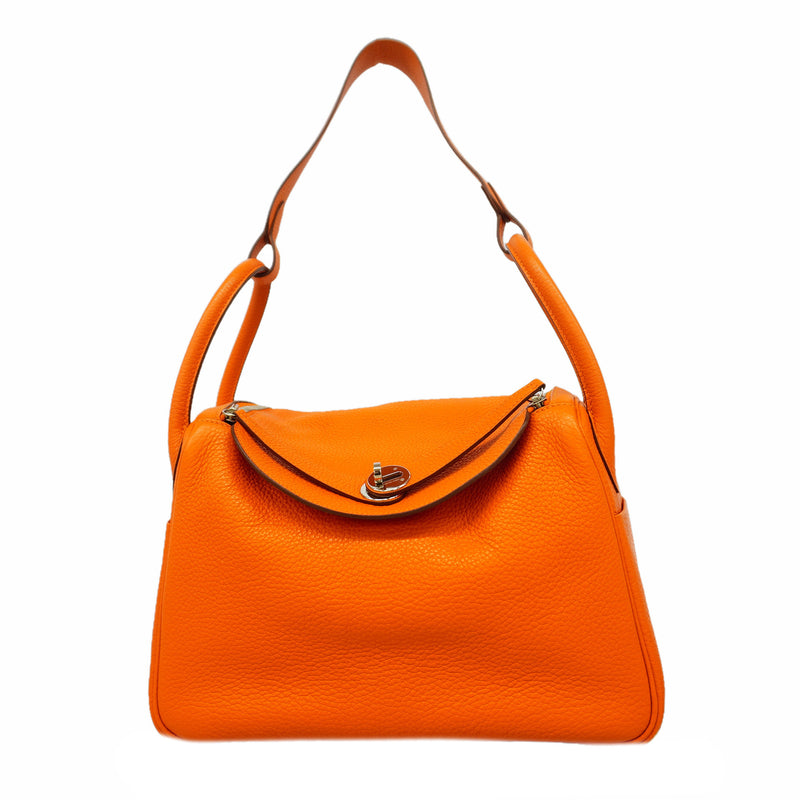 【6id5995】エルメス ハンドバッグ リンディ30 トリヨンクレマンス オレンジ シルバー金具 □P刻印 2wayバッグ【中古】レディース