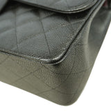 【6id5996】シャネル ショルダーバッグ デカマトラッセ Wフラップ Wチェーン キャビアスキン ブラック シルバー金具【中古】レディース