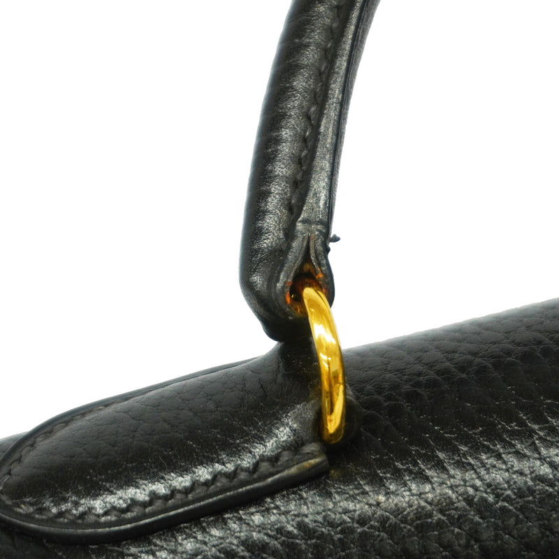 【6id5998】エルメス ハンドバッグ ケリー32 アルデンヌ ブラック ゴールド金具 ○W刻印 2wayバッグ【中古】レディース