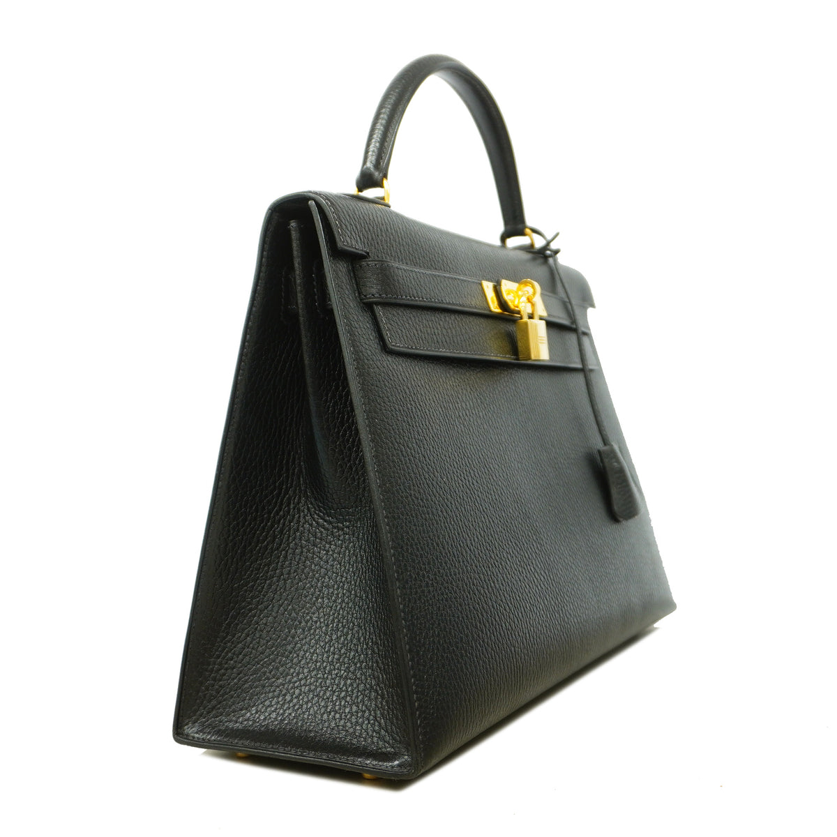【6id5998】エルメス ハンドバッグ ケリー32 アルデンヌ ブラック ゴールド金具 ○W刻印 2wayバッグ【中古】レディース