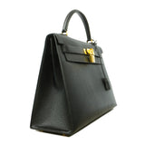 【6id5998】エルメス ハンドバッグ ケリー32 アルデンヌ ブラック ゴールド金具 ○W刻印 2wayバッグ【中古】レディース