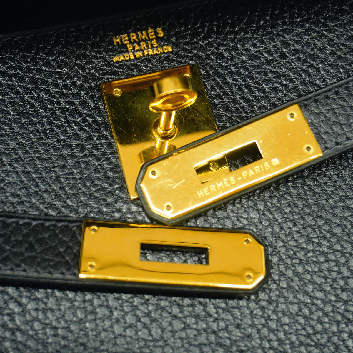 【6id5998】エルメス ハンドバッグ ケリー32 アルデンヌ ブラック ゴールド金具 ○W刻印 2wayバッグ【中古】レディース