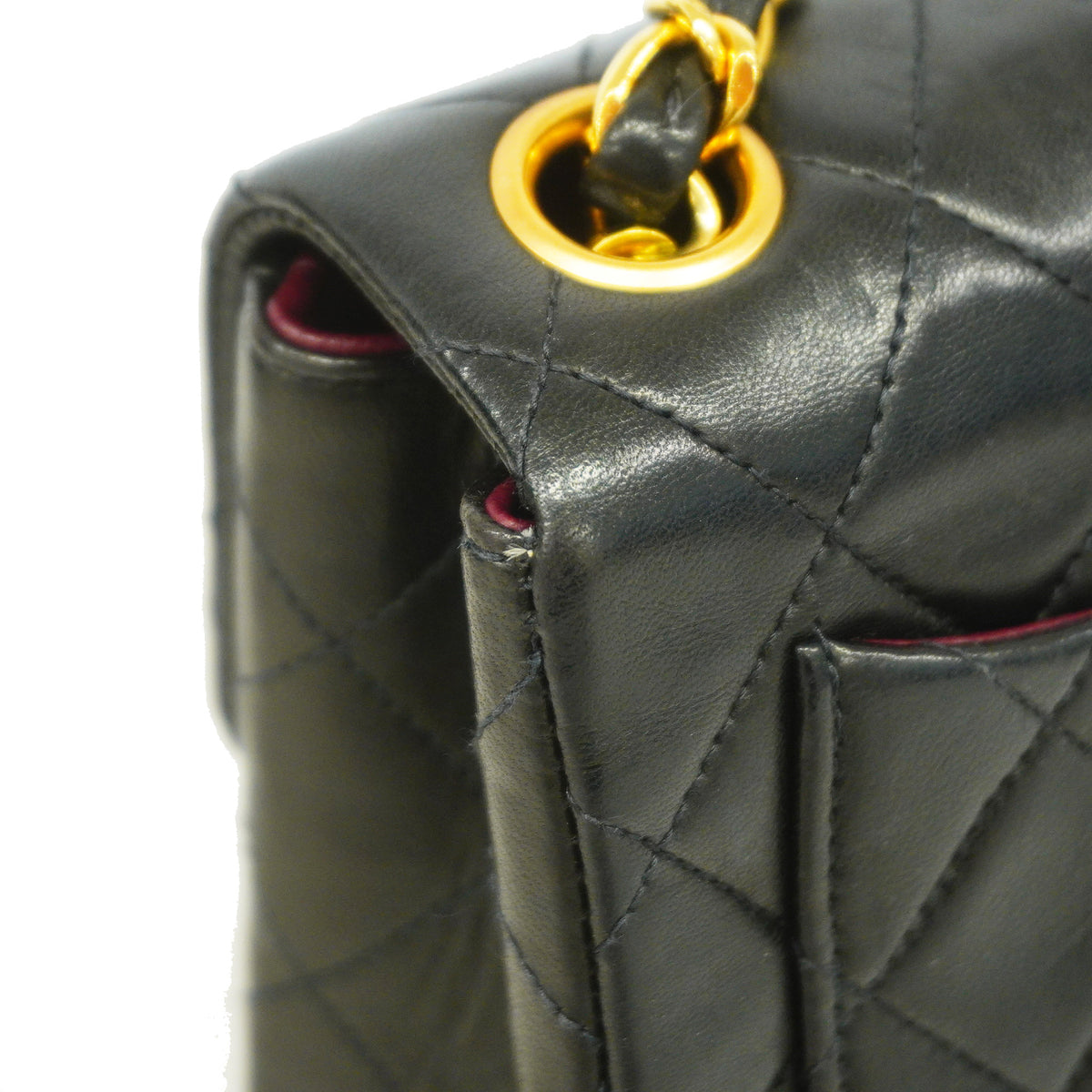 【6id6002】シャネル ショルダーバッグ ミニマトラッセ チェーンショルダー ラムスキン ブラック ゴールド金具【中古】レディース