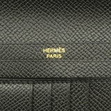 【6id6012】エルメス 財布 ベアンコンパクト ヴォーエプソン ブラック ゴールド金具 K刻印【中古】レディース
