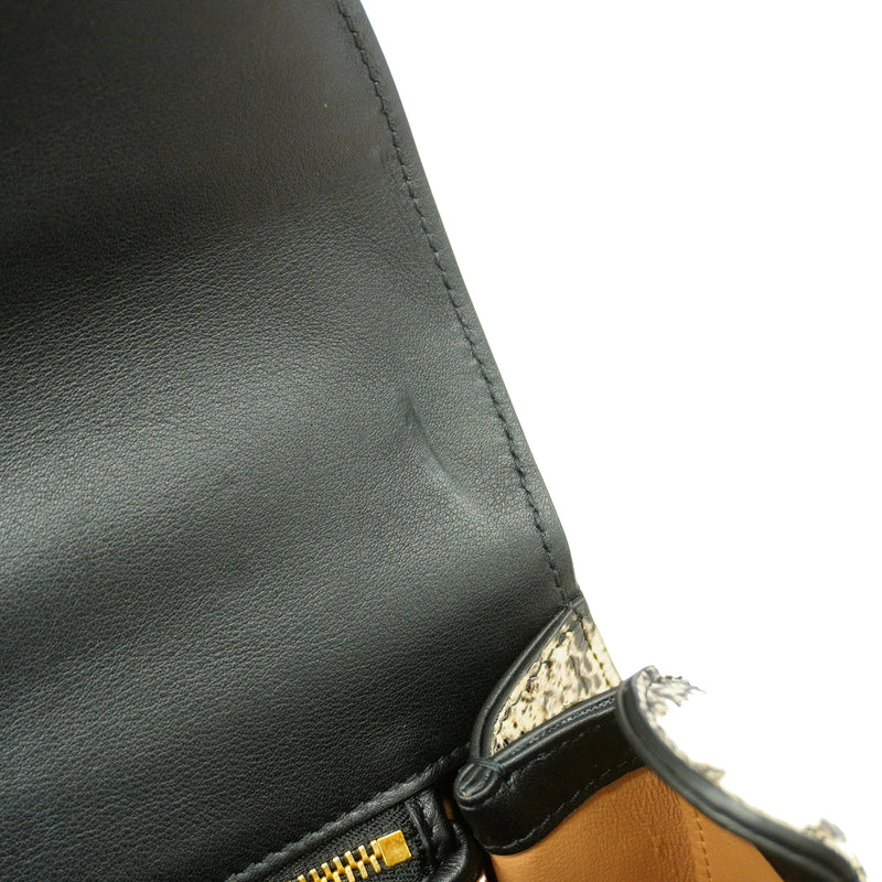 【6id6013】グッチ ハンドバッグ バンブー 679632 パイソン ベージュ ゴールド金具 2wayバッグ【中古】レディース
