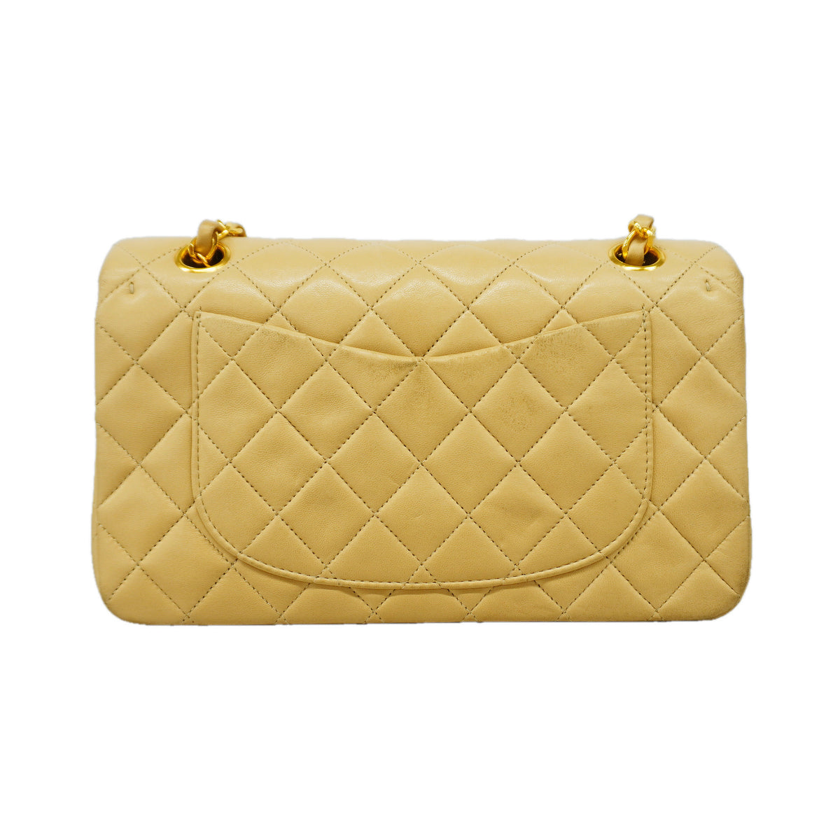 【6id6014】シャネル ショルダーバッグ マトラッセ Wフラップ Wチェーン ラムスキン ベージュ ゴールド金具【中古】レディース