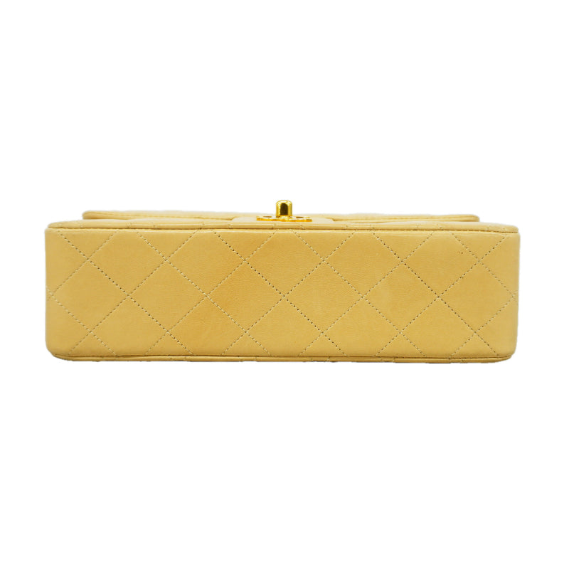 【6id6014】シャネル ショルダーバッグ マトラッセ Wフラップ Wチェーン ラムスキン ベージュ ゴールド金具【中古】レディース