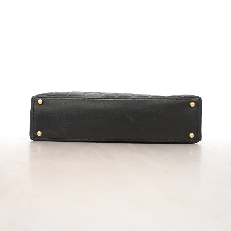 【6id6019-h】シャネル トートバッグ チョコバー ラムスキン ブラック シャンパンゴールド金具【中古】レディース