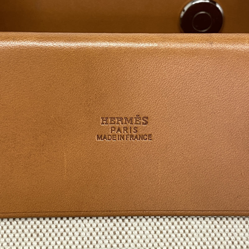 【6id6028】エルメス トートバッグ エールバッグカバス トワルアッシュ ナチュラル シルバー金具 □F刻印【中古】レディース