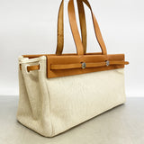 【6id6028】エルメス トートバッグ エールバッグカバス トワルアッシュ ナチュラル シルバー金具 □F刻印【中古】レディース