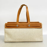 【6id6028】エルメス トートバッグ エールバッグカバス トワルアッシュ ナチュラル シルバー金具 □F刻印【中古】レディース