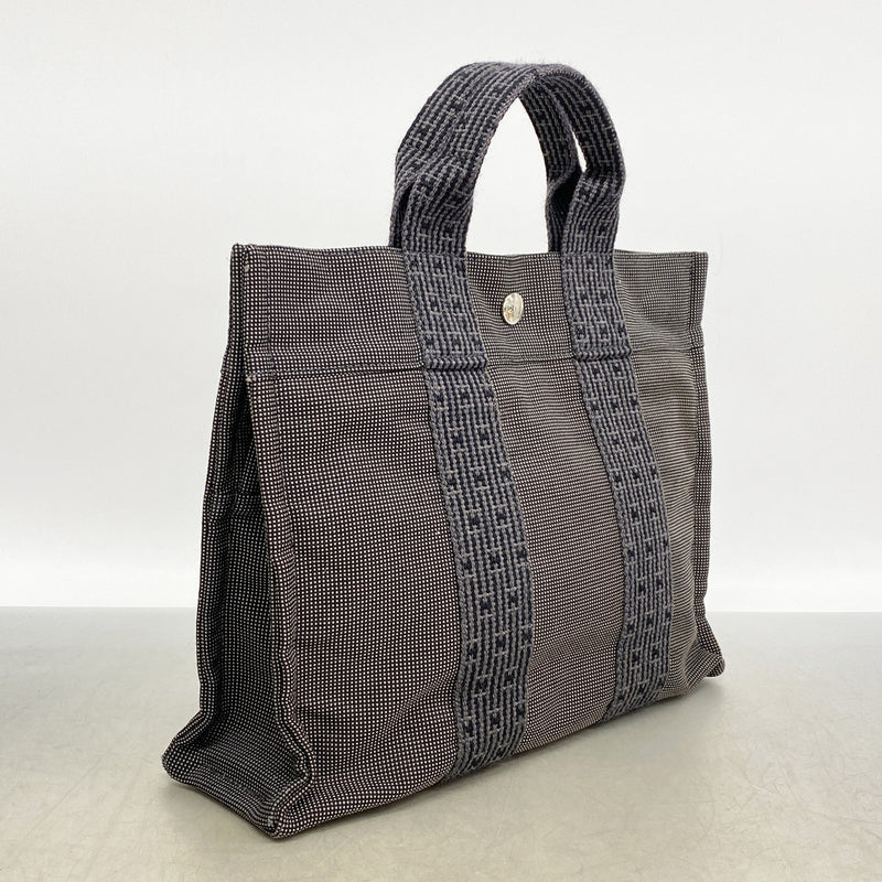 【6id6029】エルメス トートバッグ エールラインPM キャンバス グレー シルバー金具【中古】メンズ レディース ユニセックス