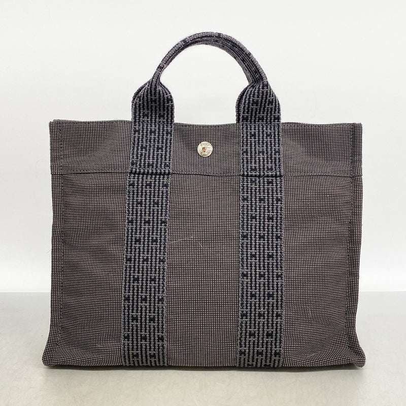 【6id6029】エルメス トートバッグ エールラインPM キャンバス グレー シルバー金具【中古】メンズ レディース ユニセックス