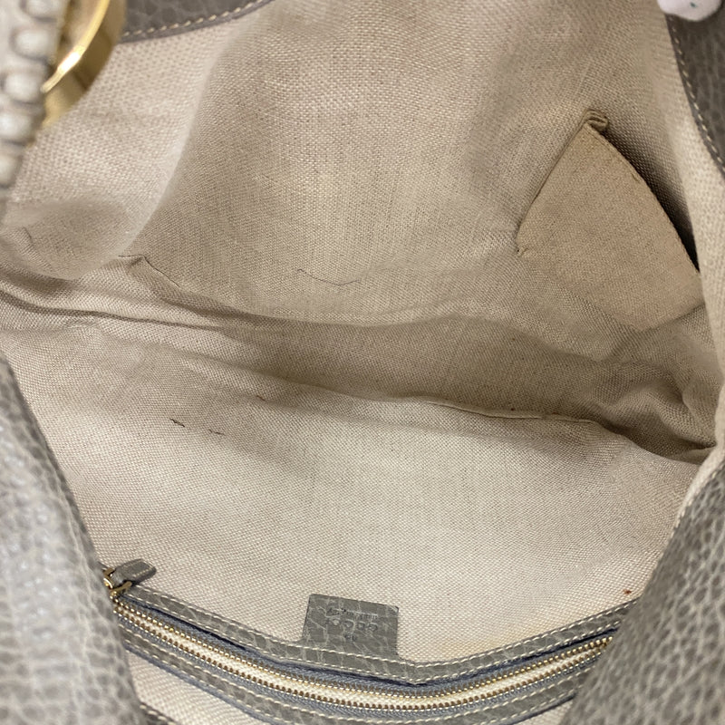 【6id6030】グッチ ショルダーバッグ 218781 レザー グレー シャンパンゴールド金具【中古】レディース