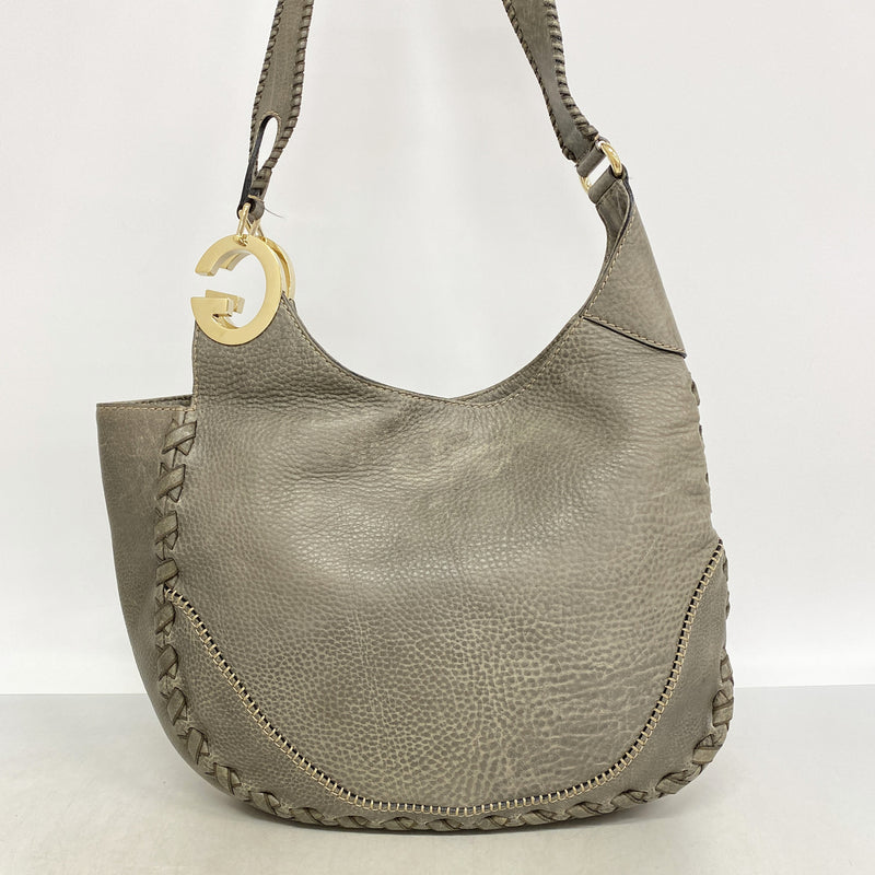 【6id6030】グッチ ショルダーバッグ 218781 レザー グレー シャンパンゴールド金具【中古】レディース