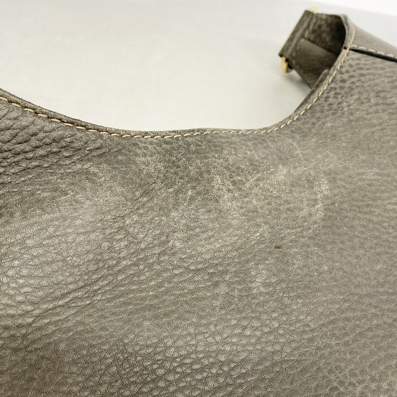 【6id6030】グッチ ショルダーバッグ 218781 レザー グレー シャンパンゴールド金具【中古】レディース