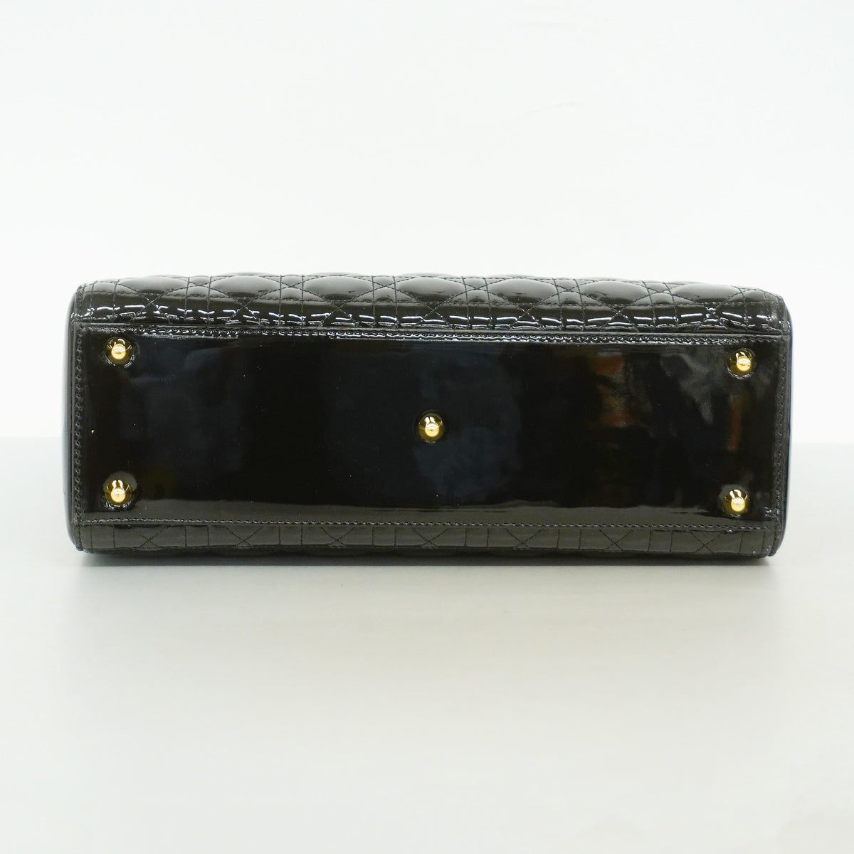 【6id6049】クリスチャンディオール ハンドバッグ カナージュ レディディオール エナメル ブラック ゴールド金具 2wayバッグ【中古】レディース